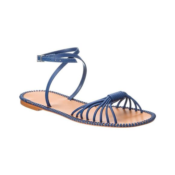 SCHUTZ Shoes - Schutz Livia Leather Flat Sandal, Blue